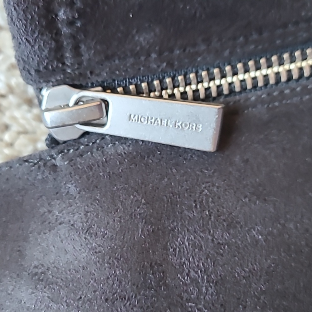 Michael Kors Women's Bromley Flat Tall Riding Boots Suede Charcoal - Picture 5 of 13